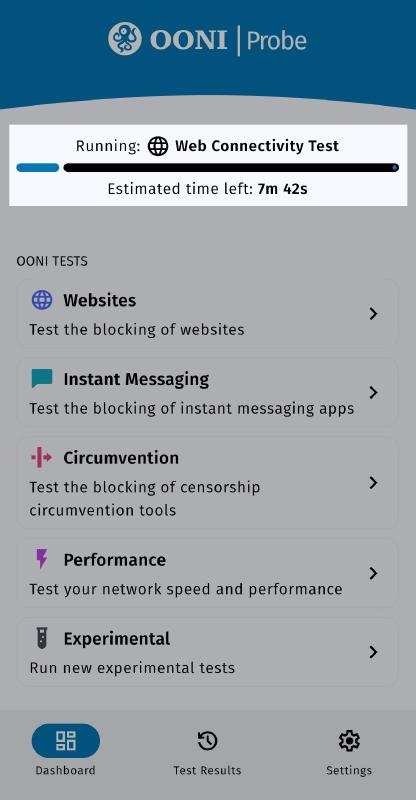 Open ongoing tests
